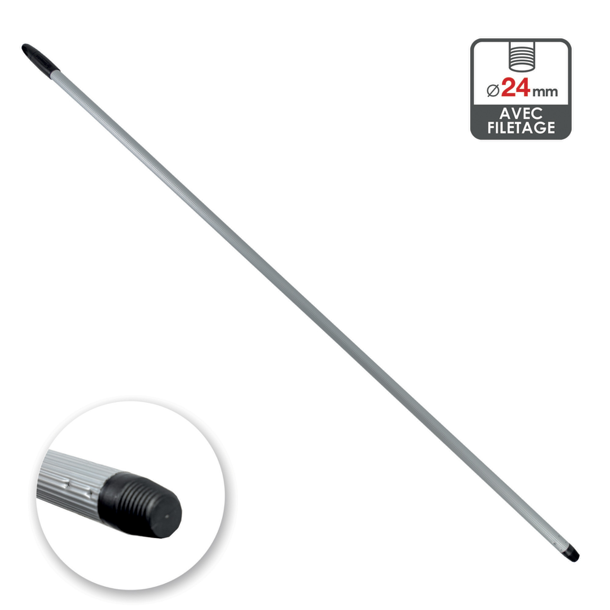 Manche métal Ø 24 mm 150 cm avec filetage