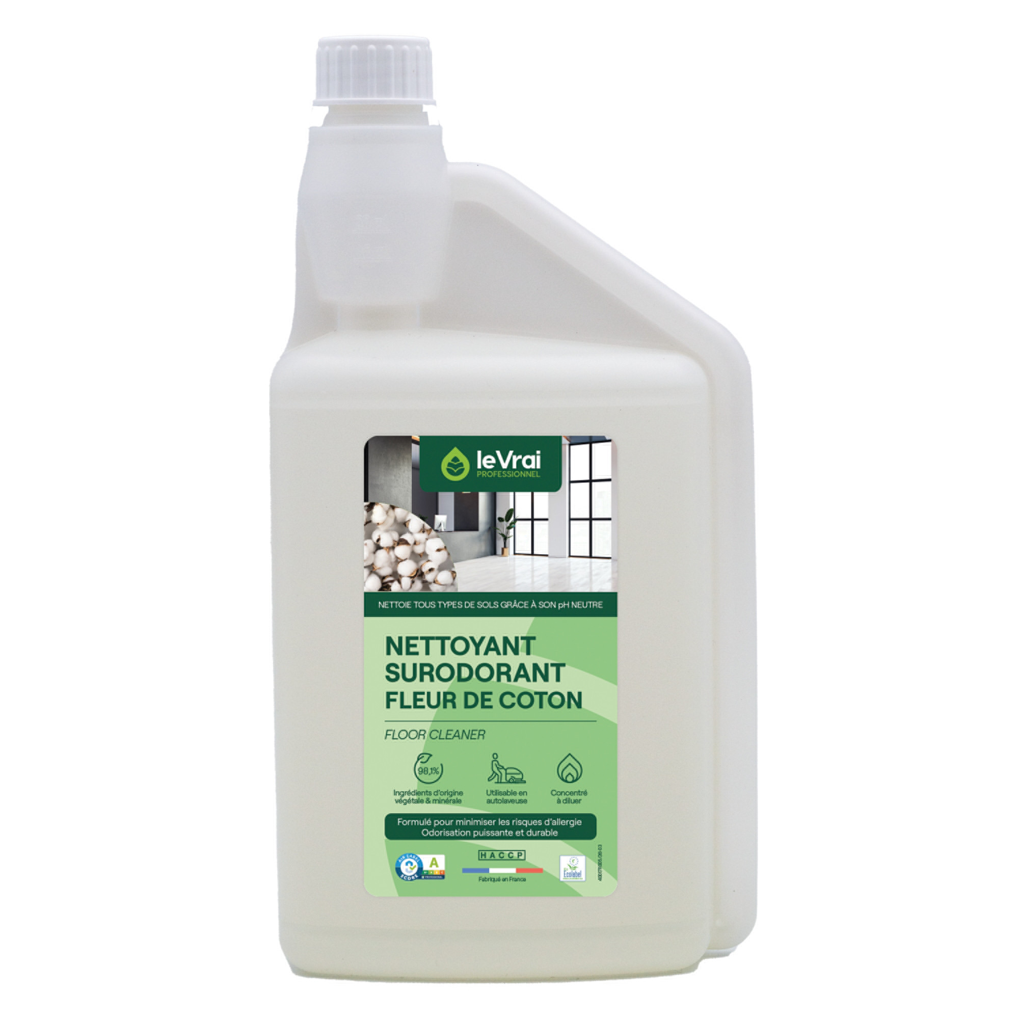 Nettoyant surodorant concentré HACCP Le Vrai Clean Safe 1 L