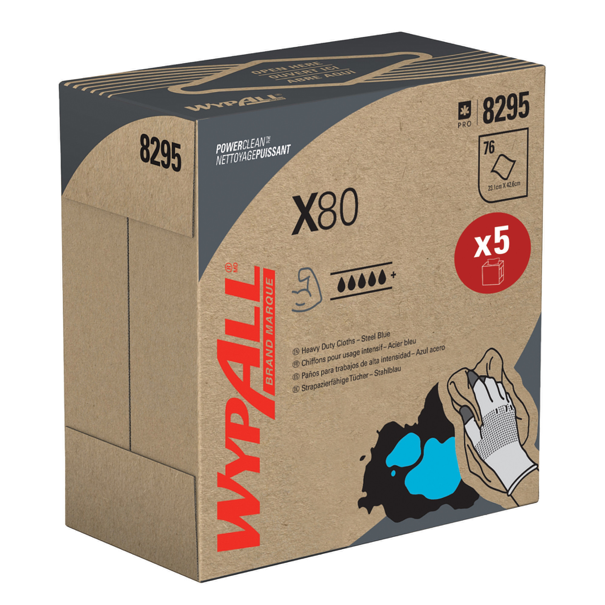 Chiffons non tissés Kimberly-Clark Wypall X80, la boîte de 80