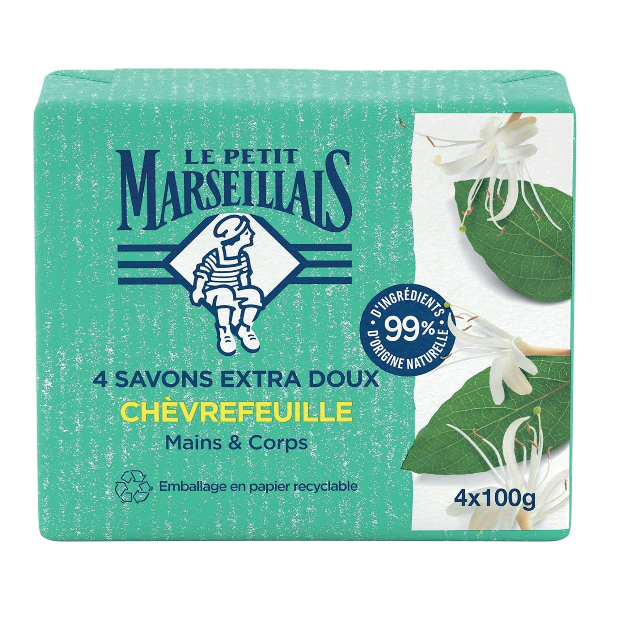 Savon Solide Mains & Corps Extra Doux Chèvrefeuille Le Petit Marseillais Les 4 Savons De