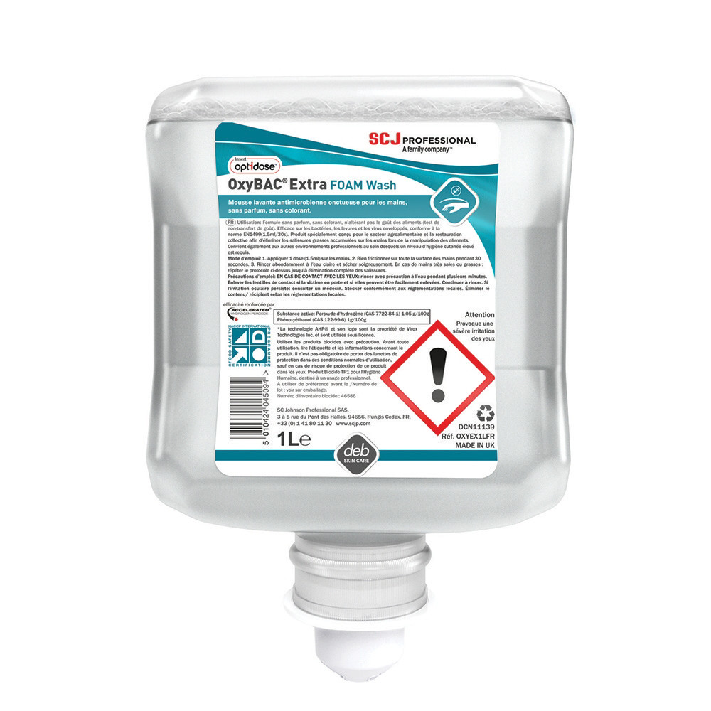 DEB STOKO Savons moussant antimicrobien Oxybac Foam 1 L, lot de 6