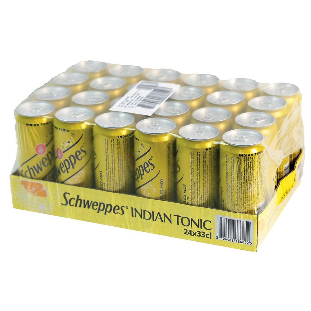 SCHWEPPES Soda Schweppes Indian Tonic, en canette, lot de 24 x 33 cl