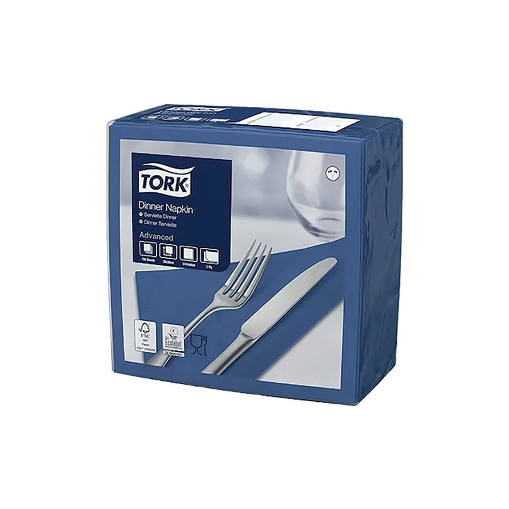 TORK Serviettes de table en papier Dinner Tork, coloris bleu marine, le colis de 150