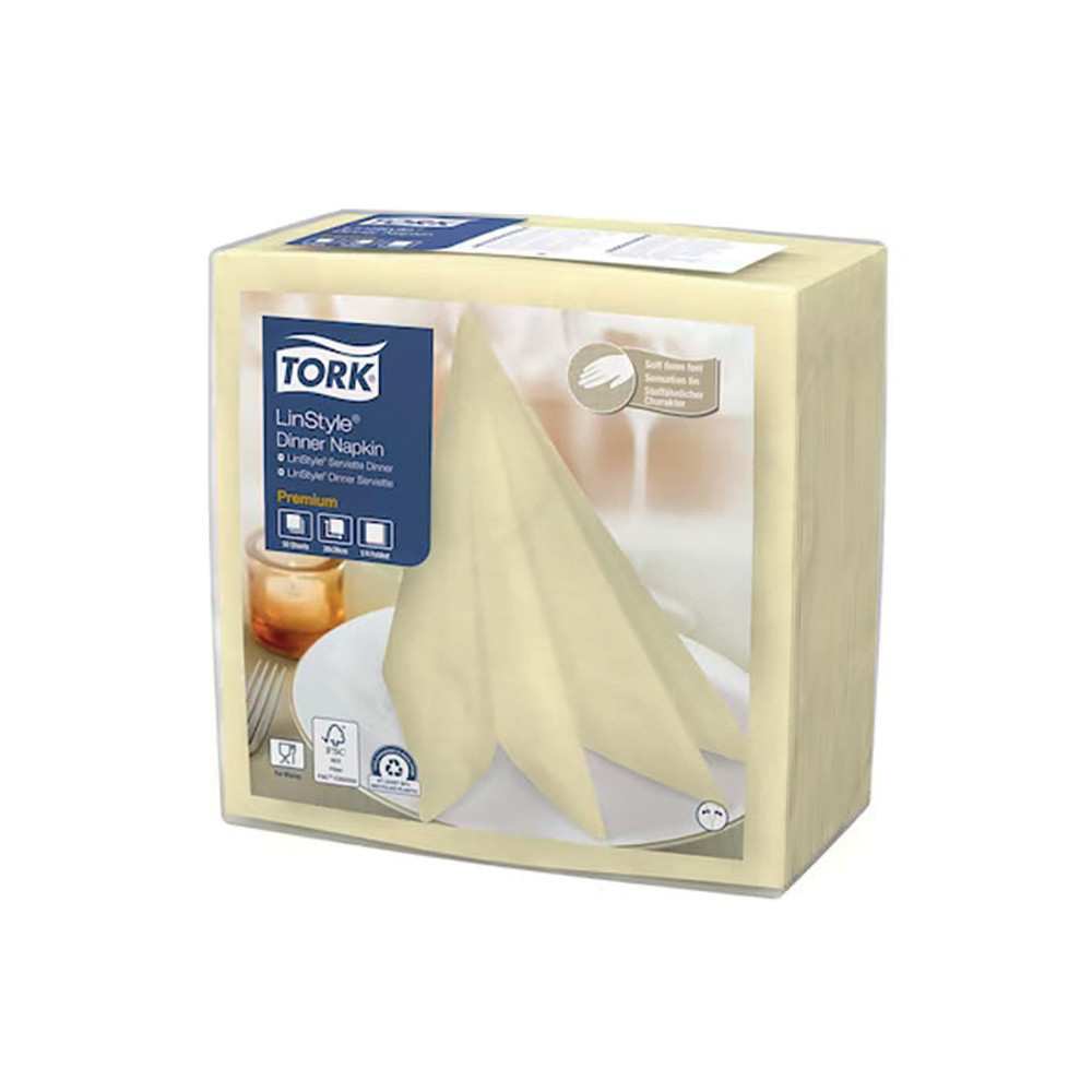 TORK Serviettes de table non tiss Dinner Linstyle Tork, coloris champagne, le colis de 50