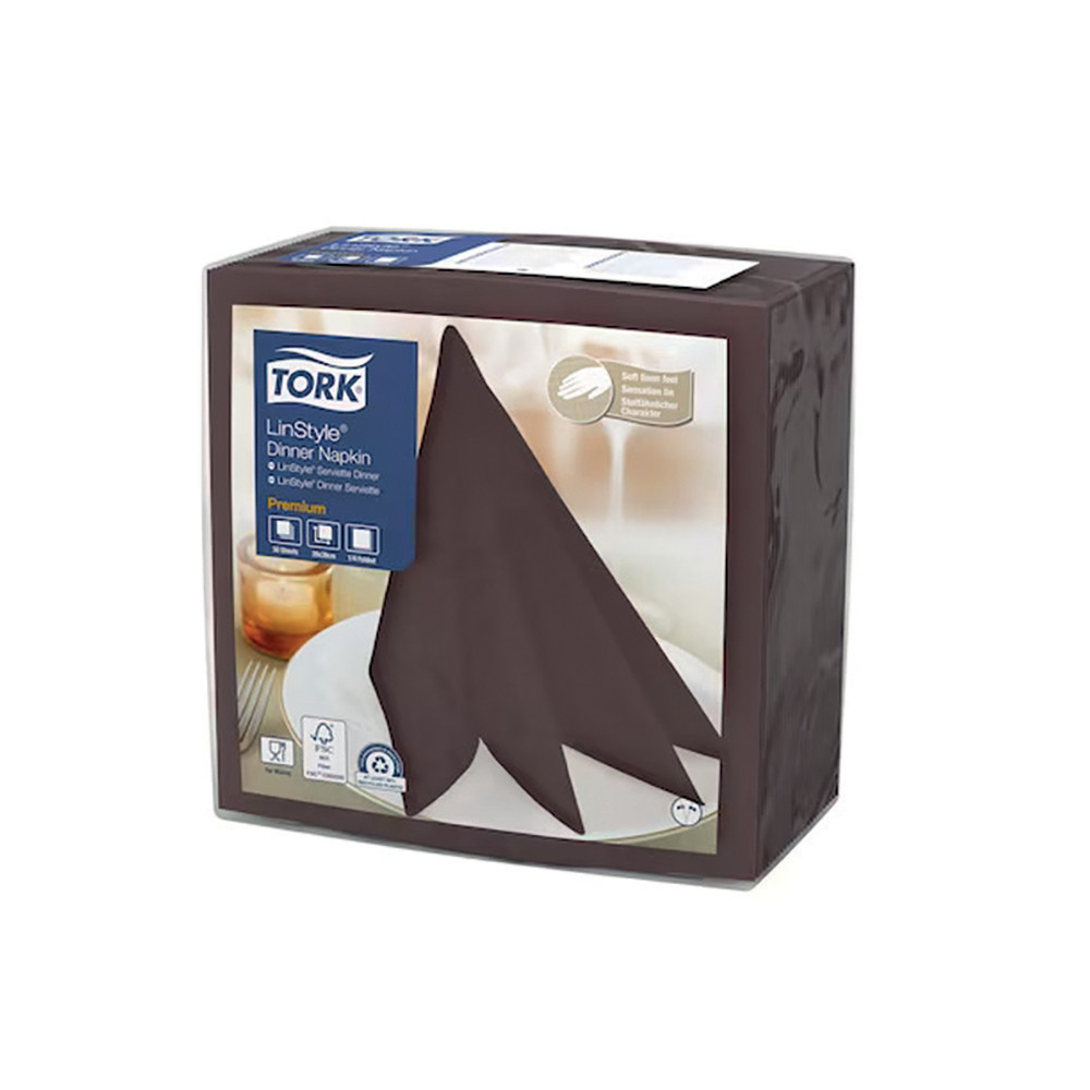 Serviettes de table non tissé Dinner Linstyle® Tork, coloris cacao, le colis de 50