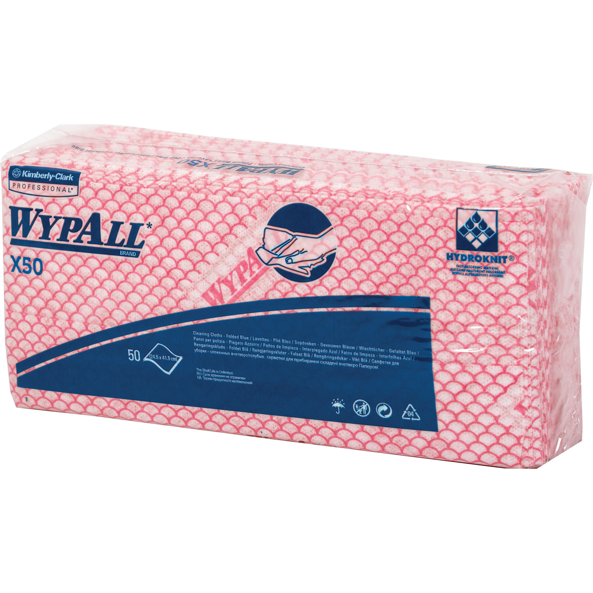 25 lavettes non-tissées Wypall X80 Kimberly-Clark rouge