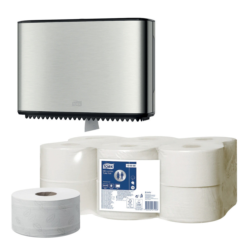 TORK KIT distributeur -50% + 12 mIni bobines papier toilette Tork