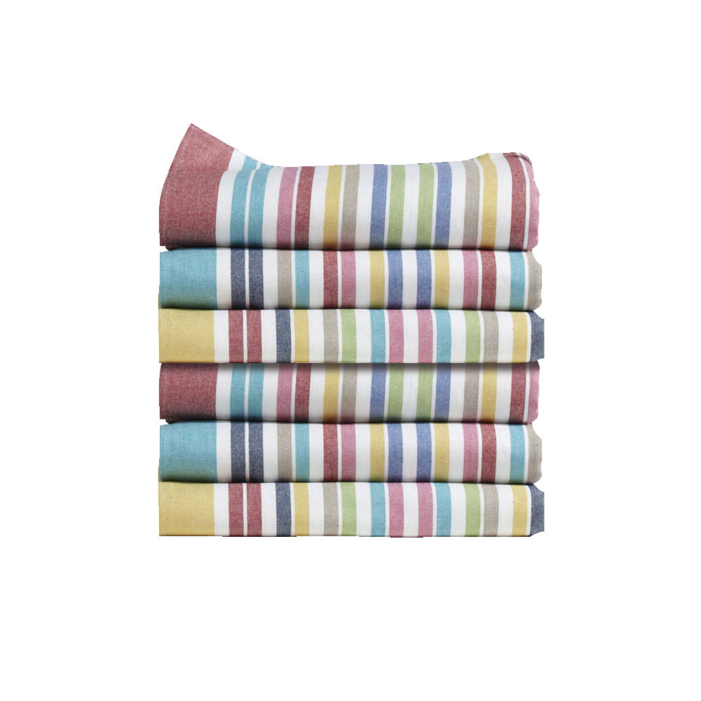 CALITEX Torchons vaisselle coton Calitex 50 x 70 cm rayés, lot de 6
