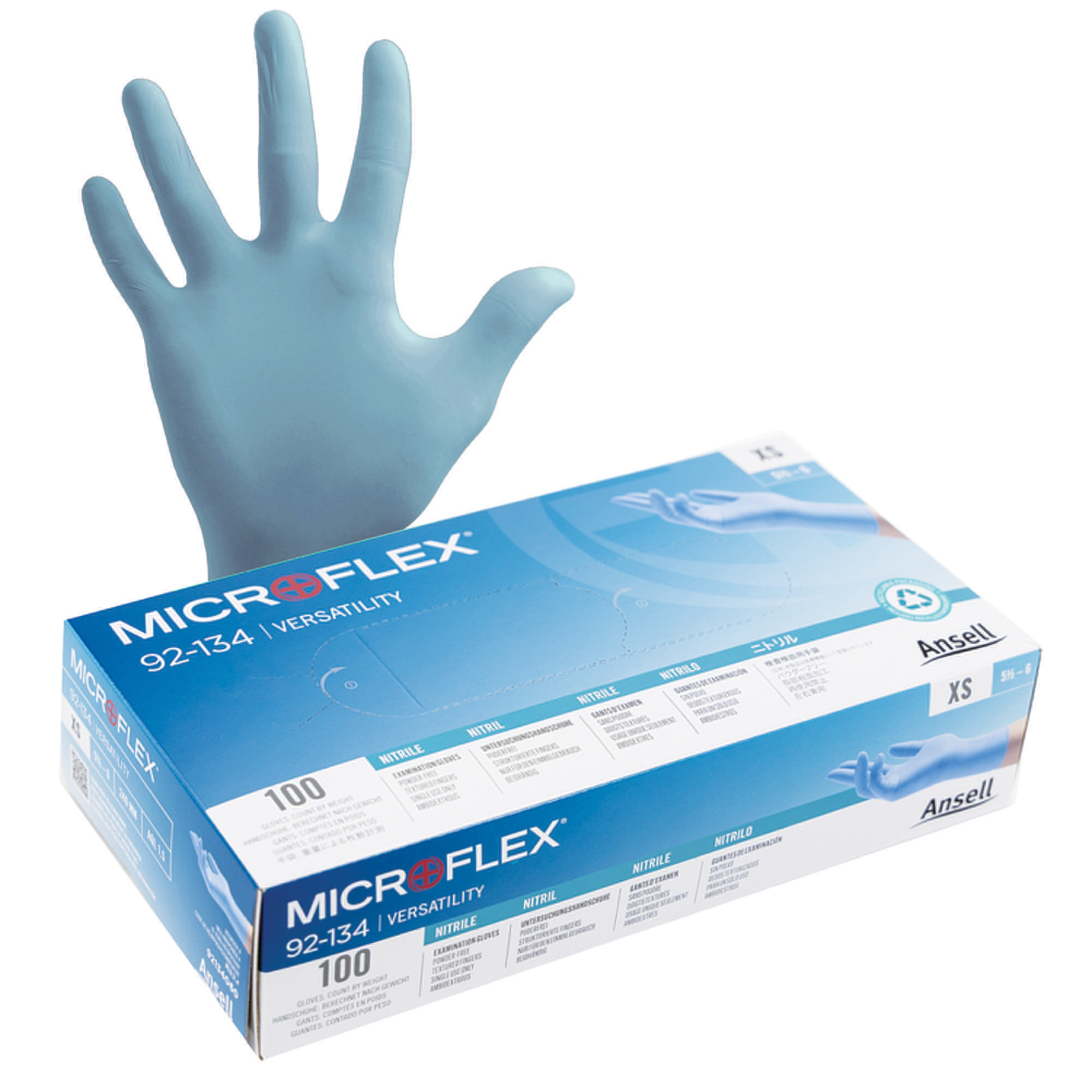 Gants nitrile non poudrés Ansell Microflex taille 6, boîte de 100