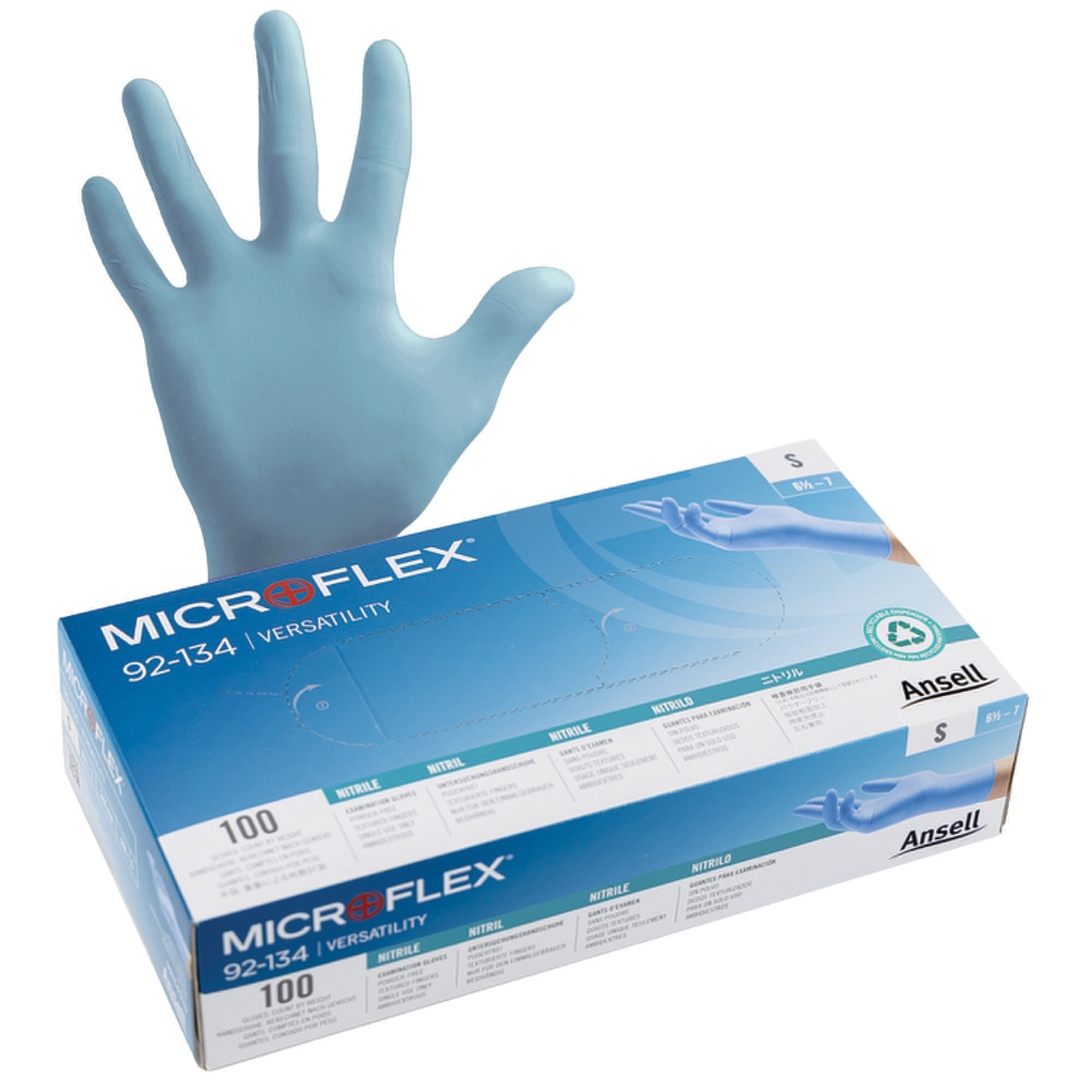 Gants nitrile non poudrés Ansell Microflex taille 7, boîte de 100