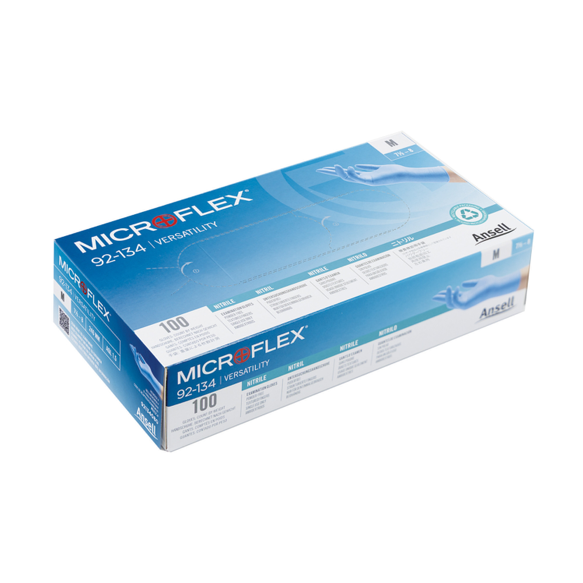Gants nitrile non poudrés Ansell Microflex taille 8, boîte de 100