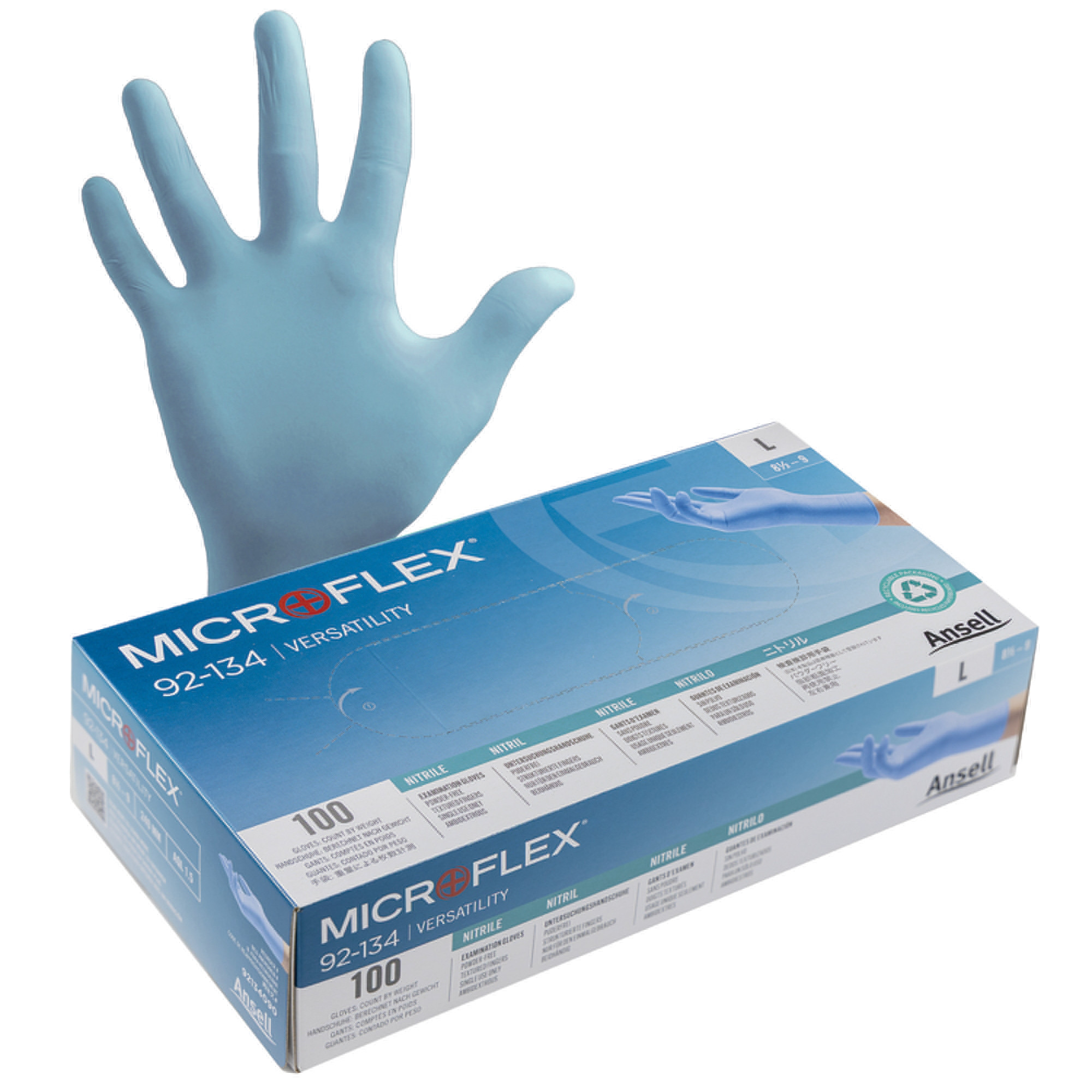 Gants nitrile non poudrés Ansell Microflex taille 9, boîte de 100