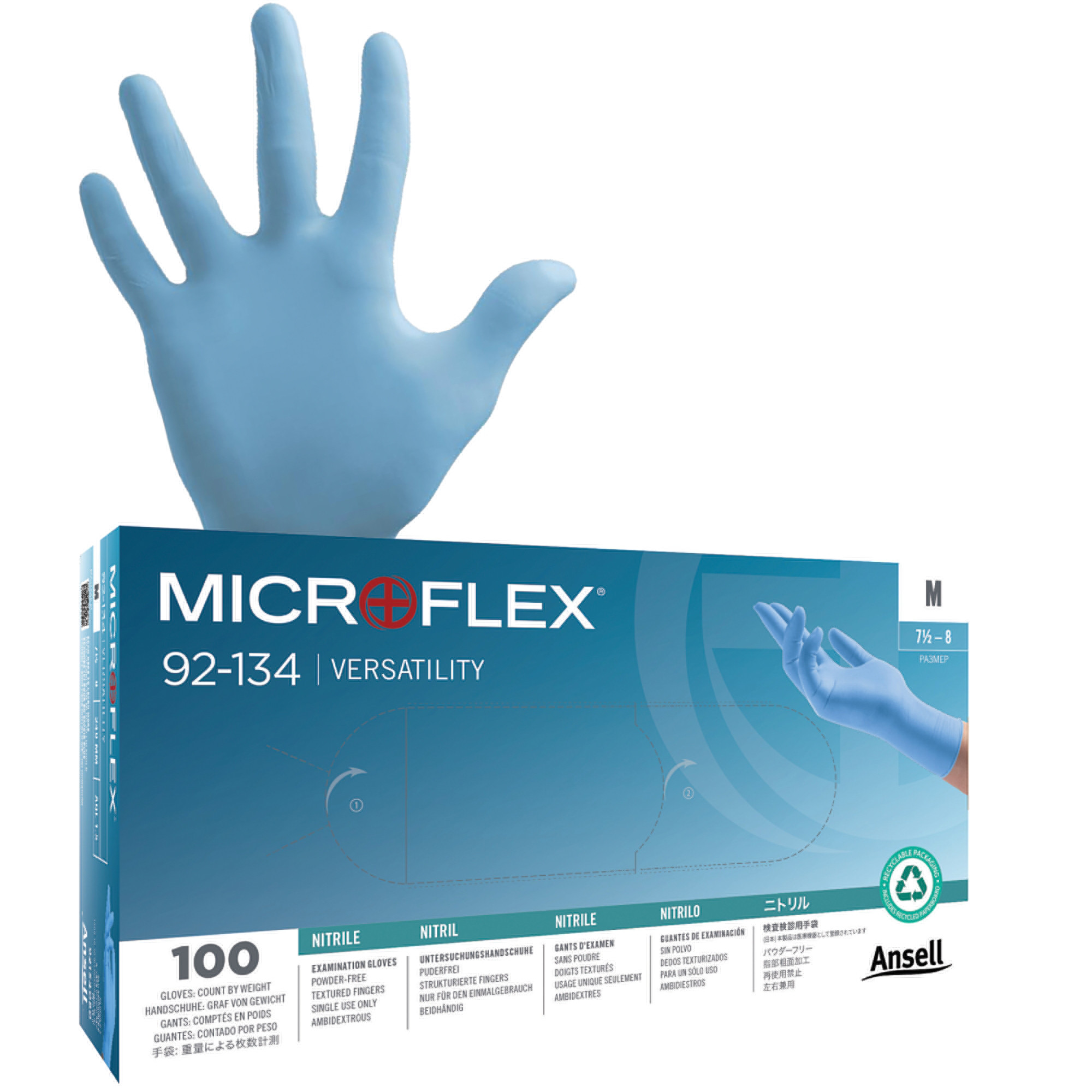 Gants jetables nitrile Ansell Microflex 92-134 taille 10, boîte de 100