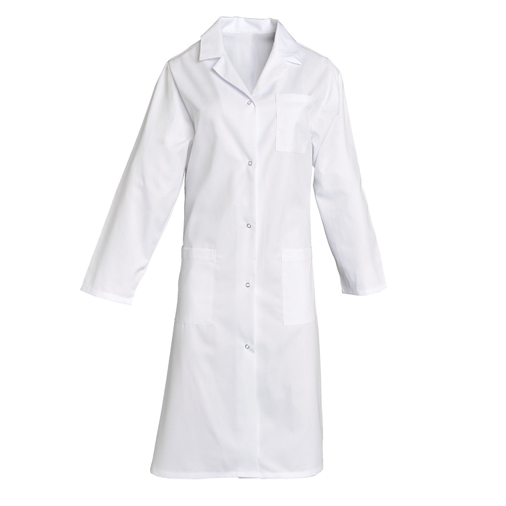 Blouse professionnelle blanche 100% coton manches longues, taille 48/50