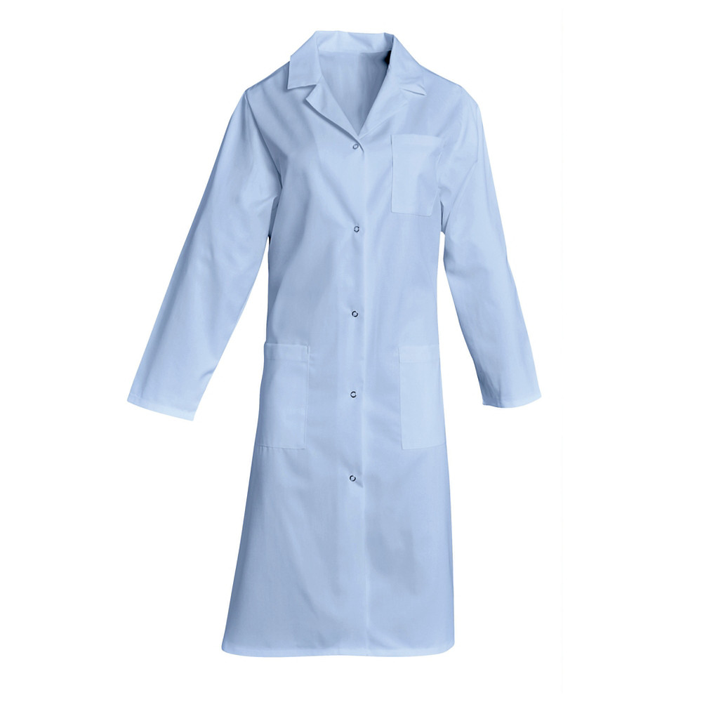Blouse professionnelle bleu ciel 100% coton manches longues, taille 56/58