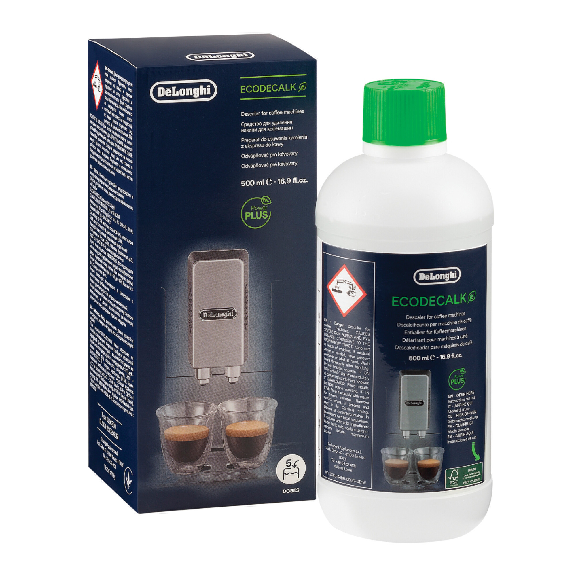 Détartrant pour expresso broyeur EcoDecalk De?Longhi, flacon de 500 ml