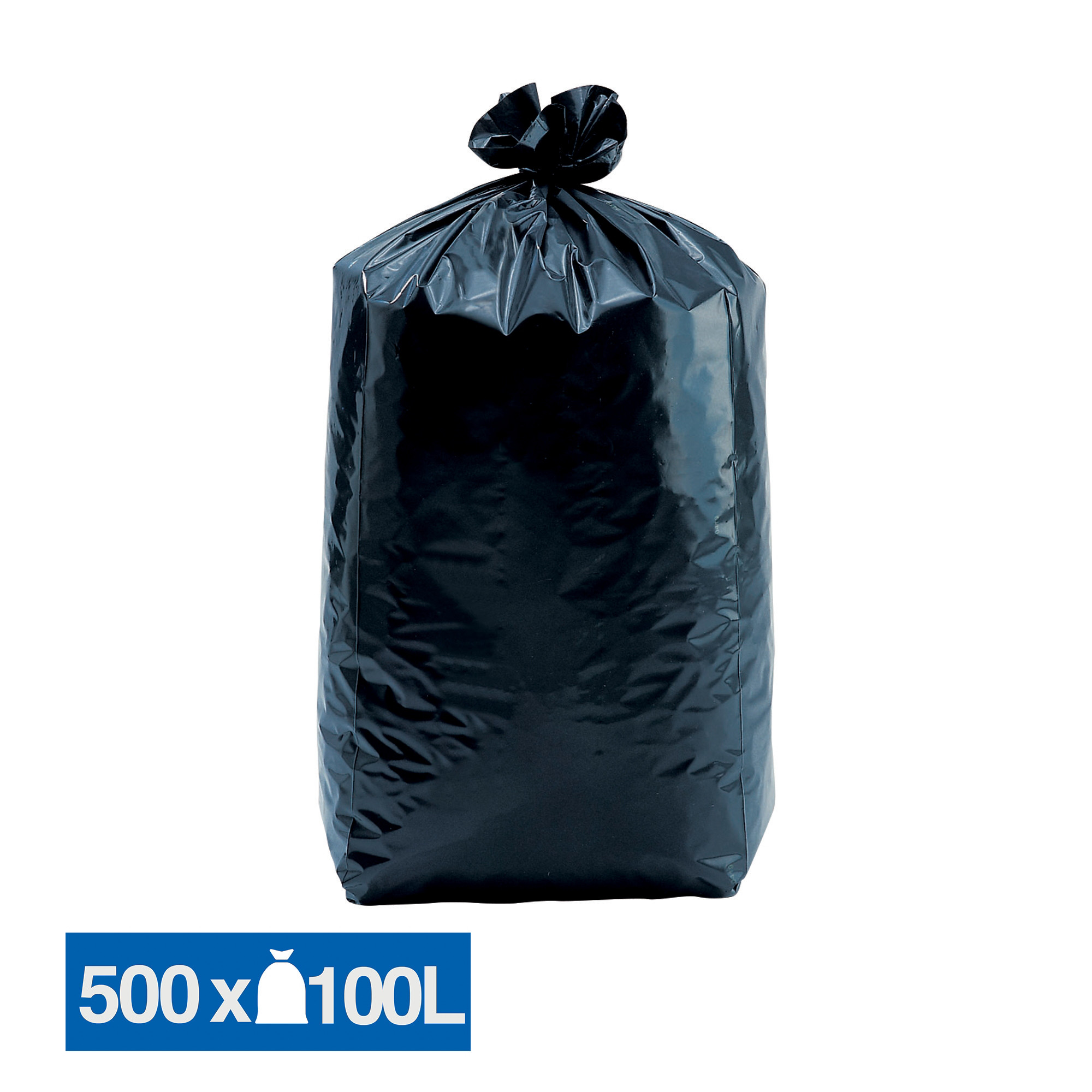 JET'SAC Sacs poubelle déchets légers noirs 100 L, lot de 500