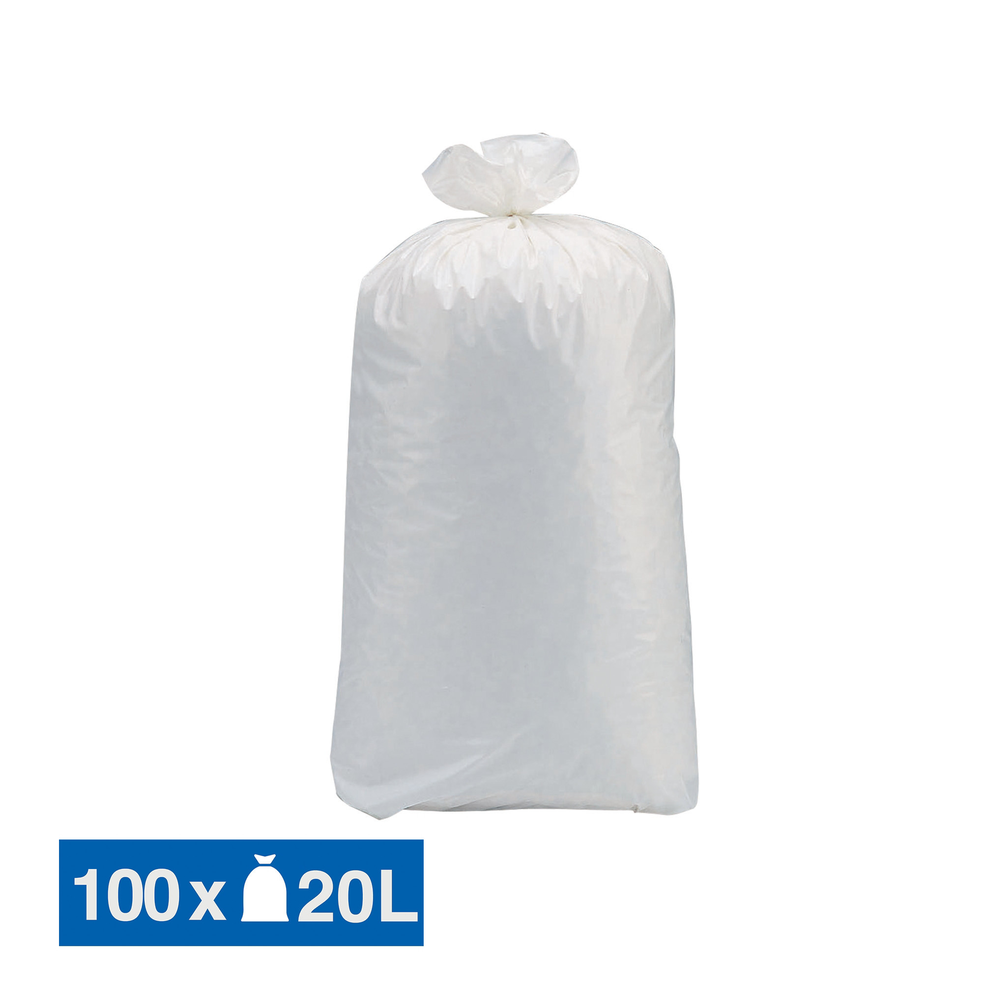 Sacs poubelle déchets lourds Tradition blancs 20 L, lot de 100
