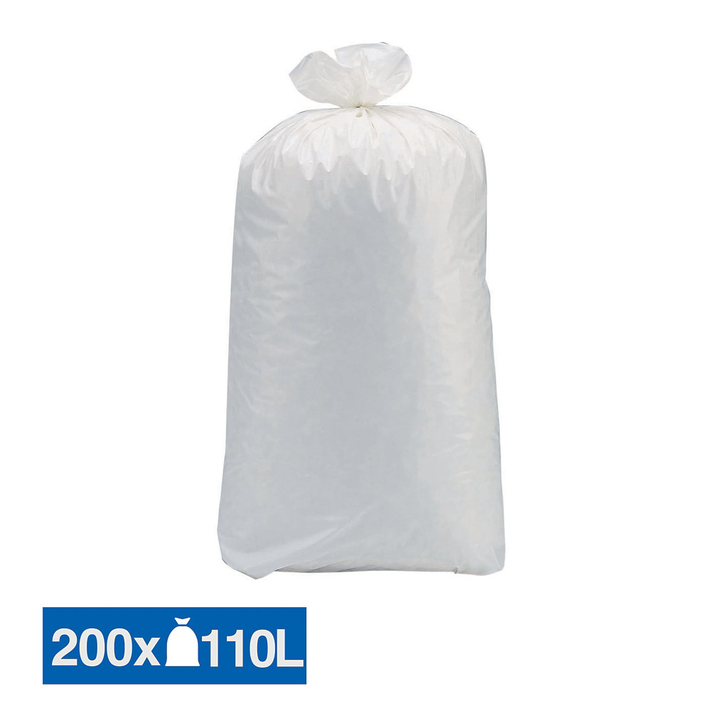 Sacs poubelle dchets lourds Tradition blancs 110 L, lot de 200