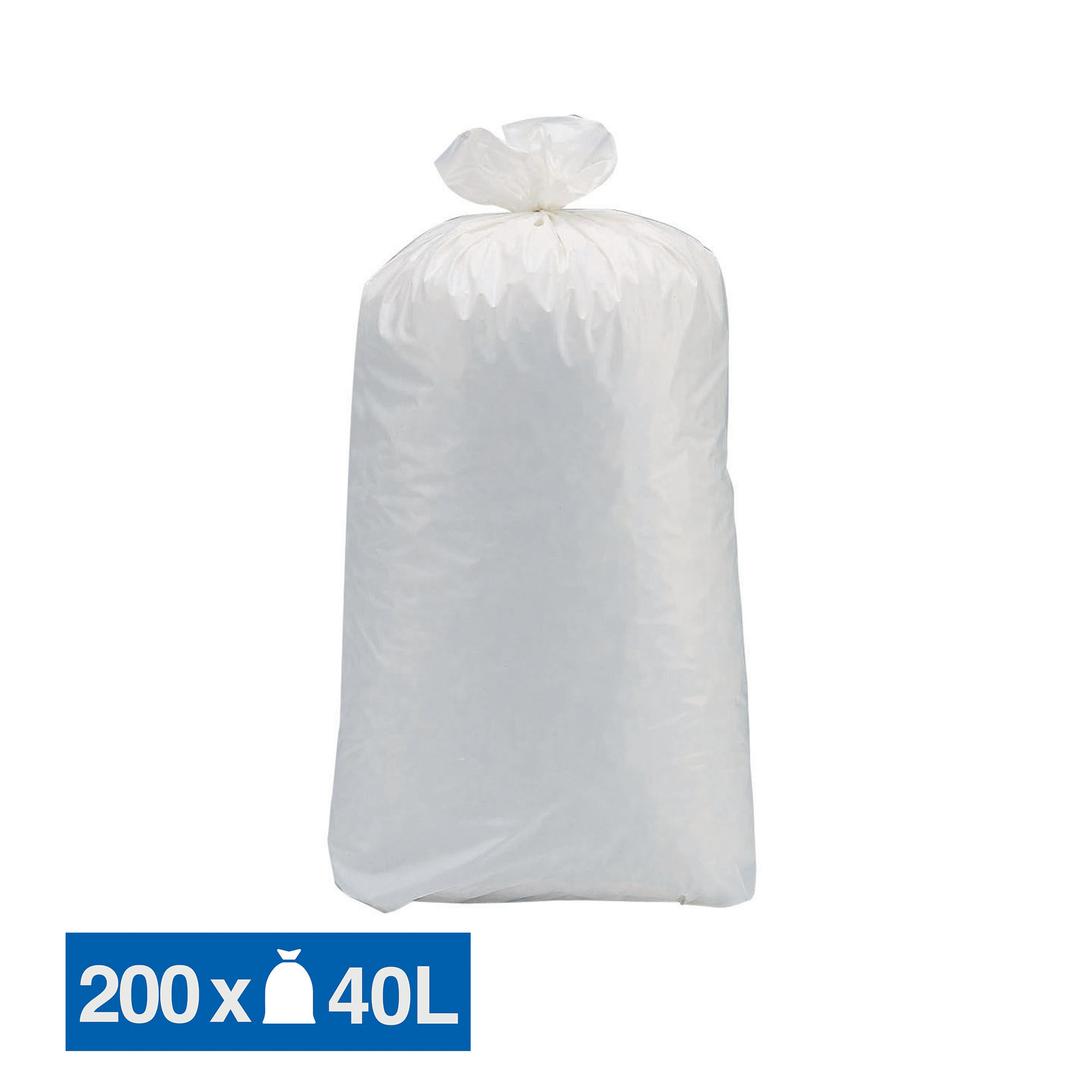 Sacs poubelle déchets lourds Tradition blancs 40 L, lot de 200