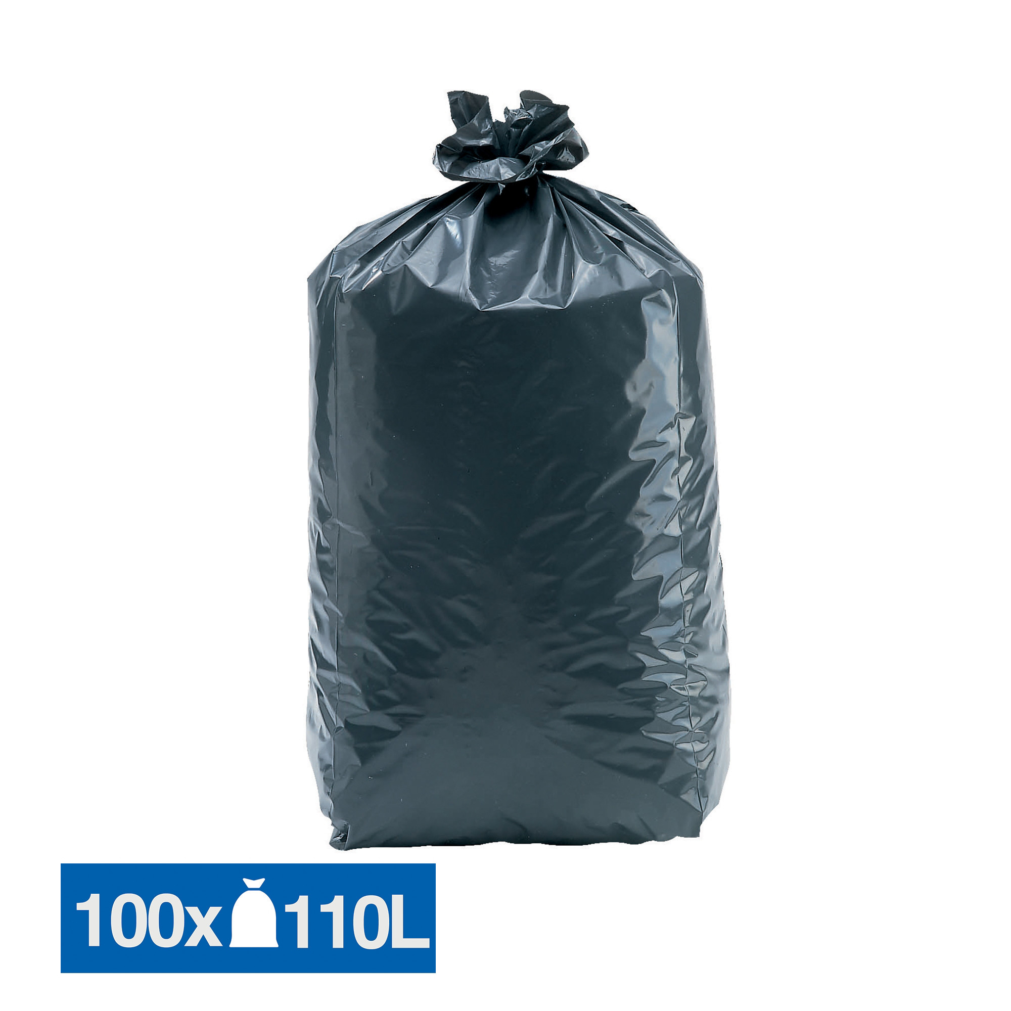 JET'SAC Sacs poubelle déchets légers noirs 110 L, lot de 100