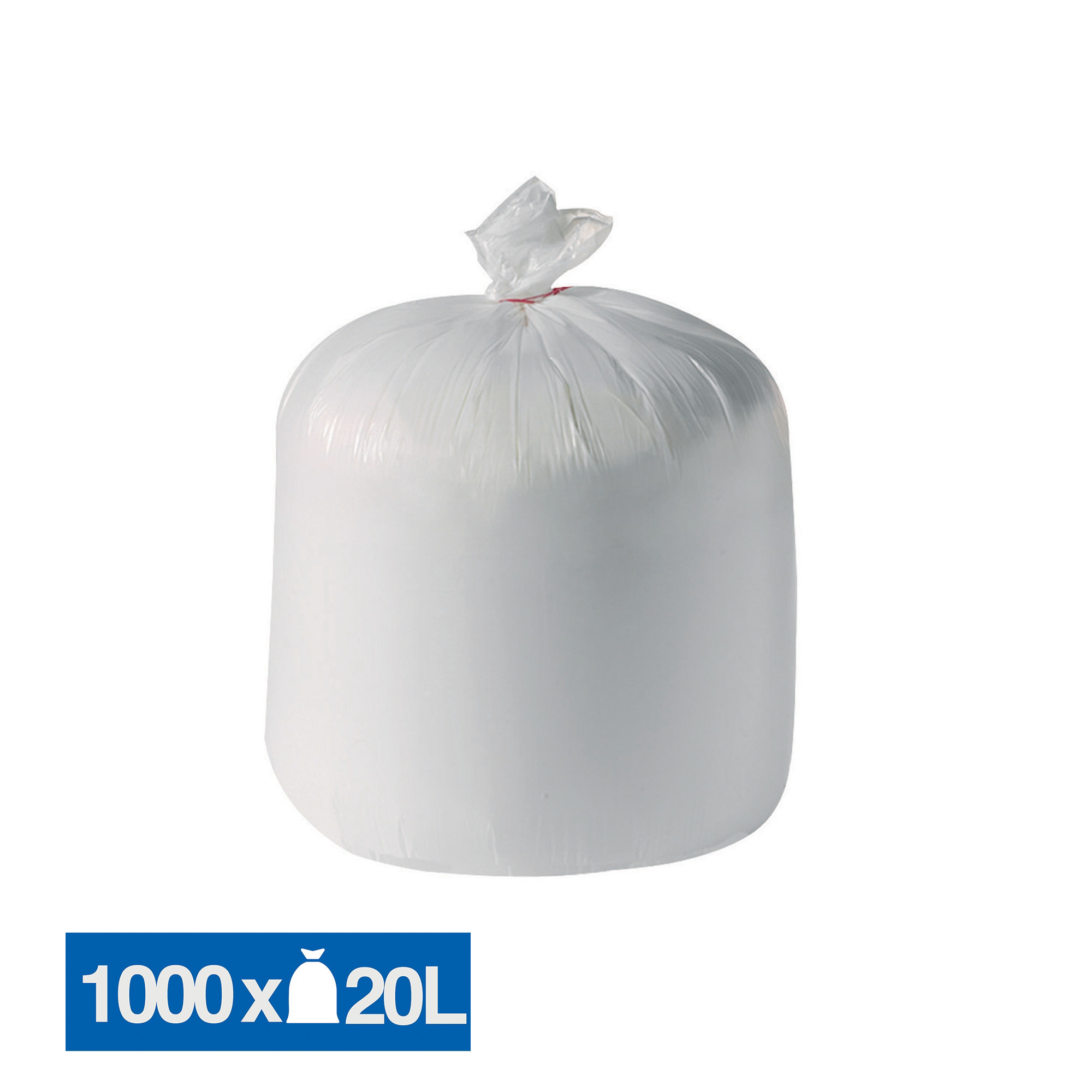 Sacs poubelle déchets légers 1er prix blancs 20 L, lot de 1000