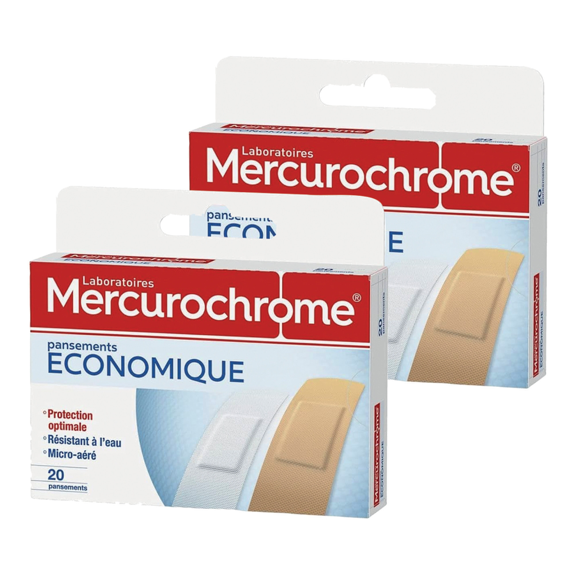 Mercurochrome Pansements Protection Optimale Résistant à l'Eau Micro-aéré X20