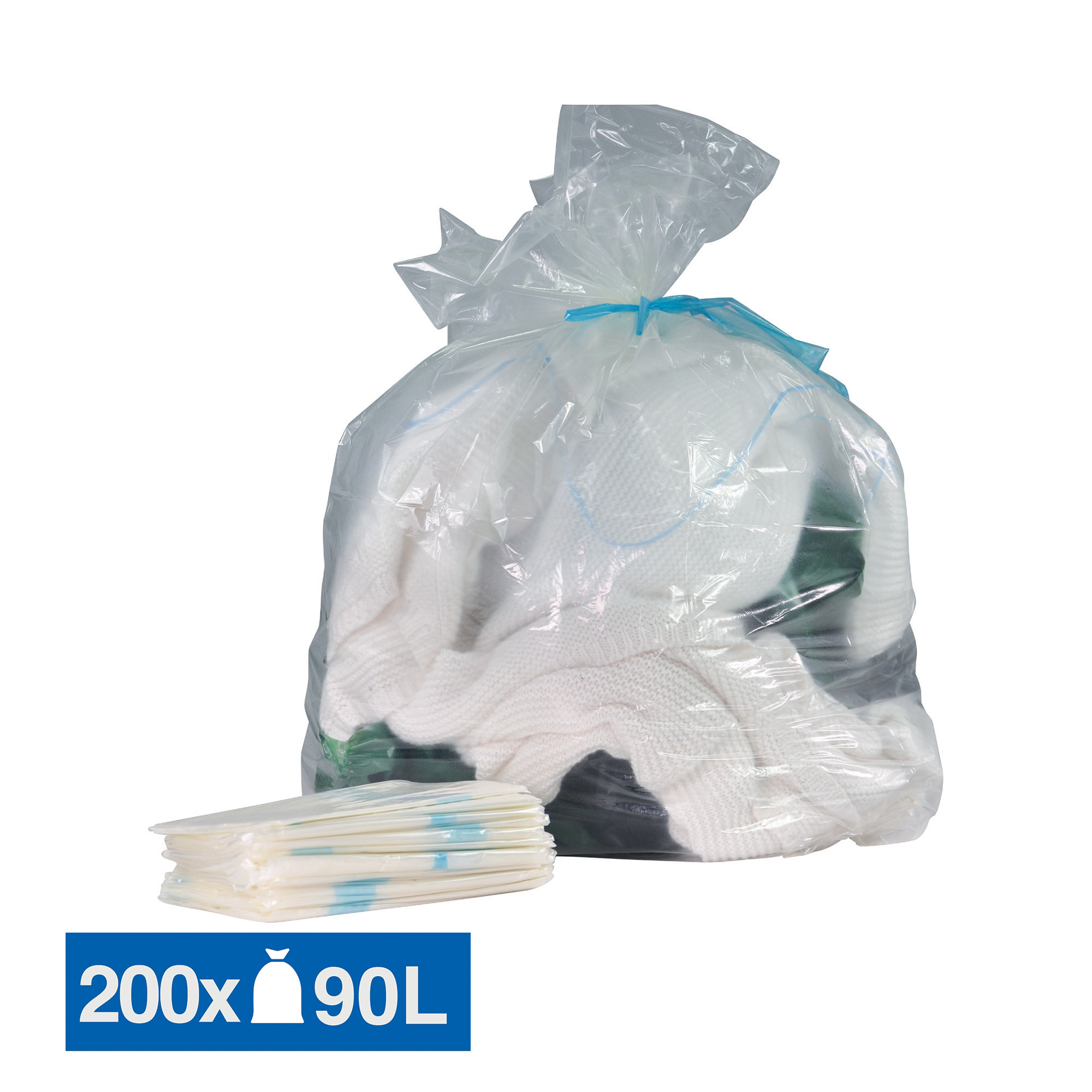 Marque generique Sacs hydrosolubles eau chaude transparents 90 L, lot de 200