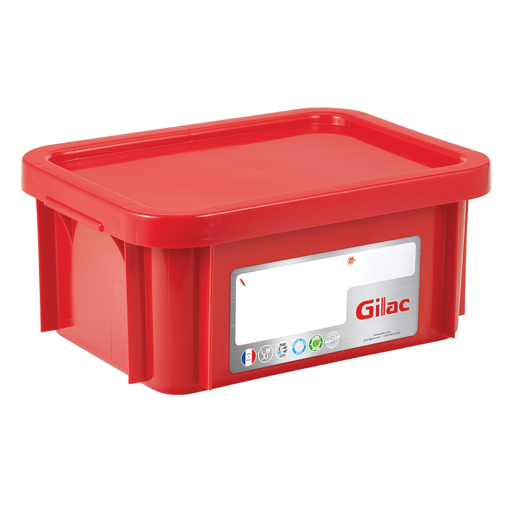 GILAC Bac rouge HACCP avec couvercle 12 L Gilac