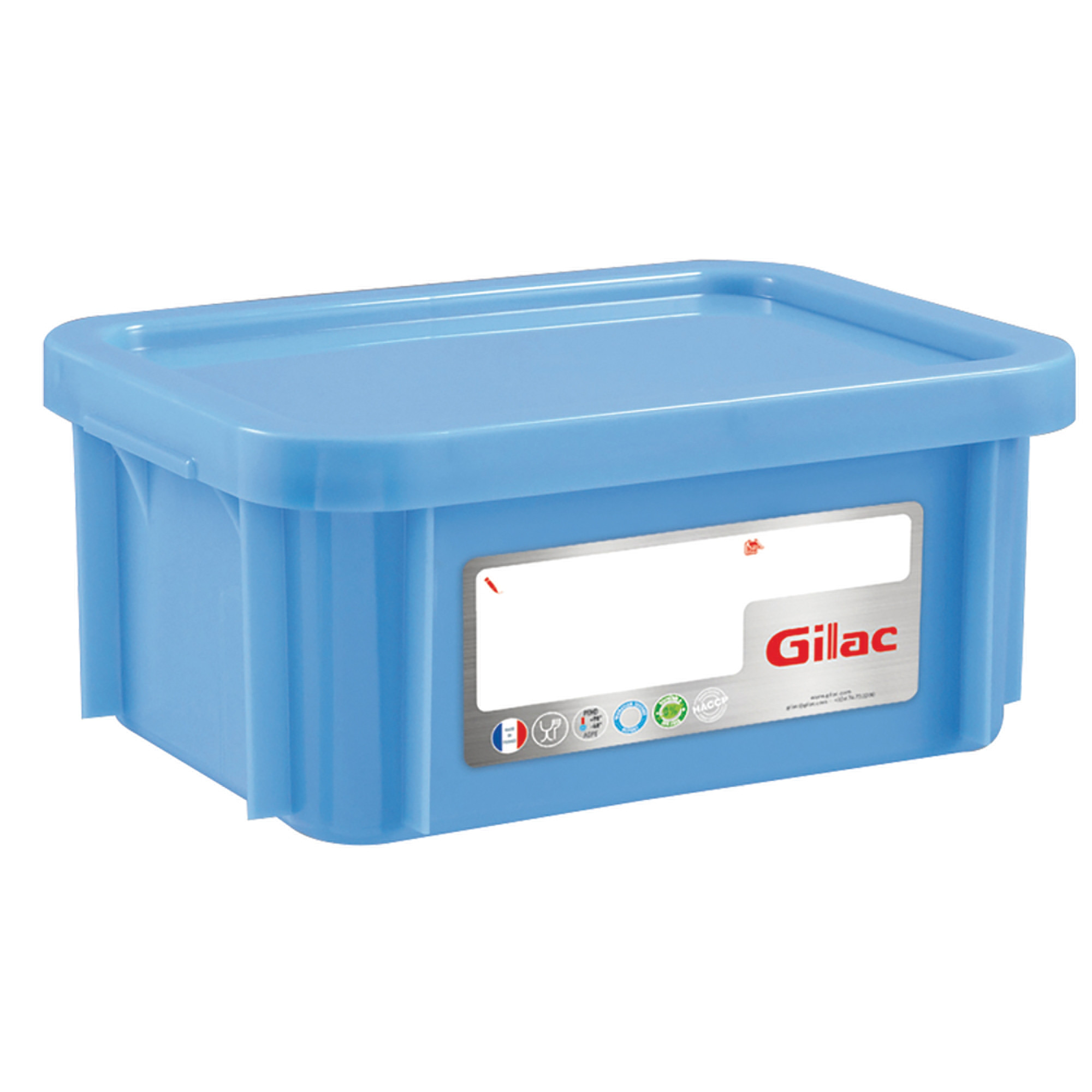Bac bleu HACCP avec couvercle 12 L Gilac