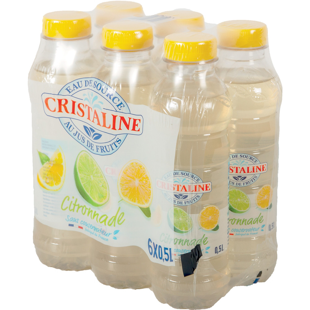 CRISTALINE Eau plate aromatise CRISTALINE parfum citron, lot de 6 bouteilles de 50 cl