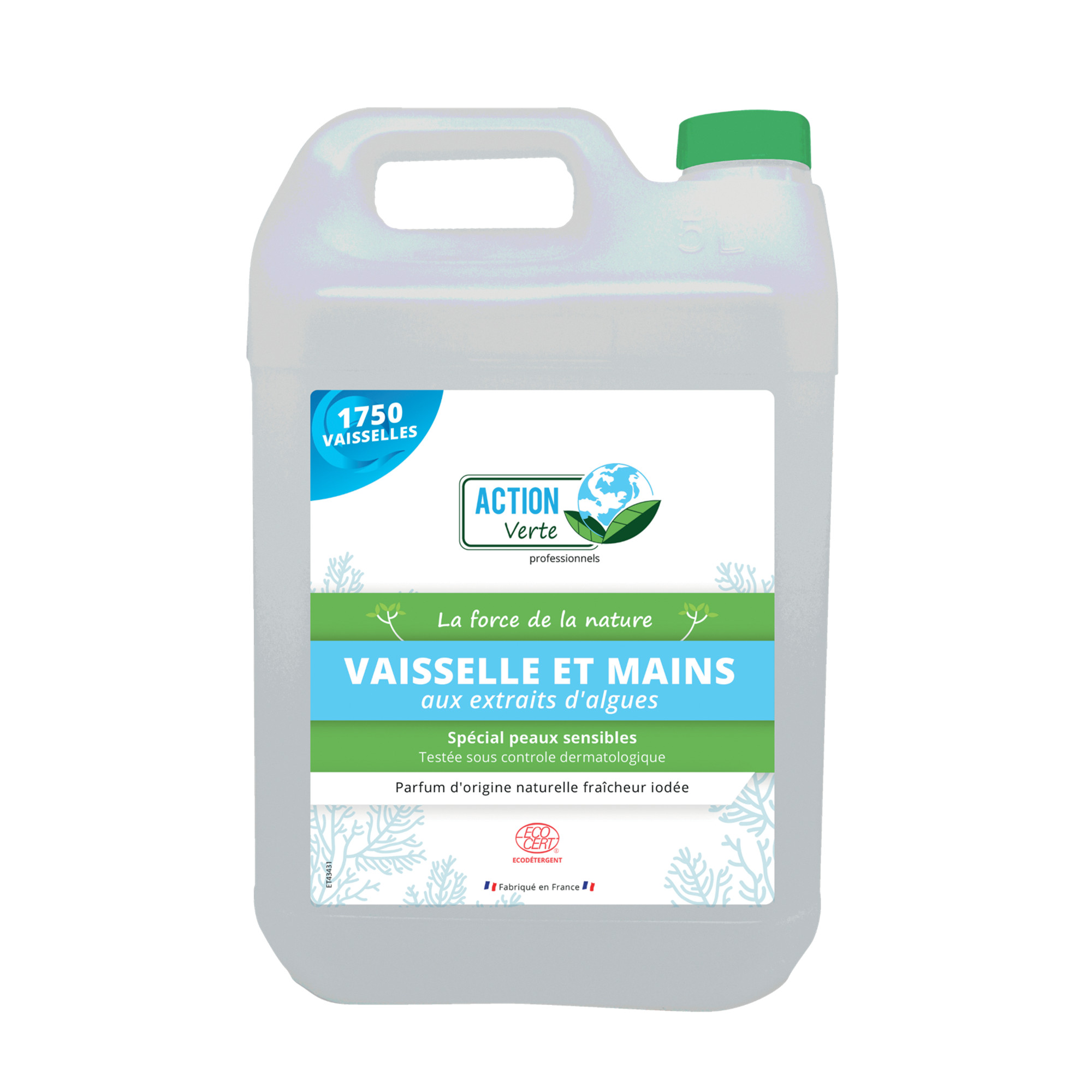 Liquide vaisselle 2 en 1 algues action verte 5 L