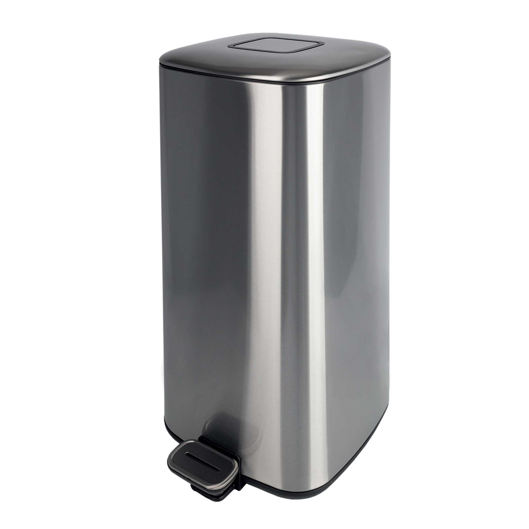 Poubelle à pédale cube Hailo 32 L, inox brossé.