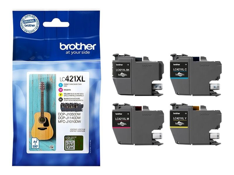 Brother LC421XLVAL Cartouche d'encre originale grande capacité - Pack de 4 (Noir, Cyan, Magenta, Jaune)