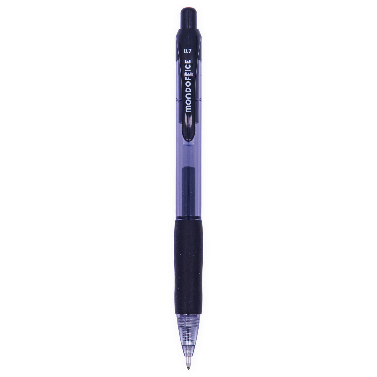 MONDOFFICE Stylo à encre gel rétractable pointe moyenne 0,7 mm avec grip de préhension - Noir
