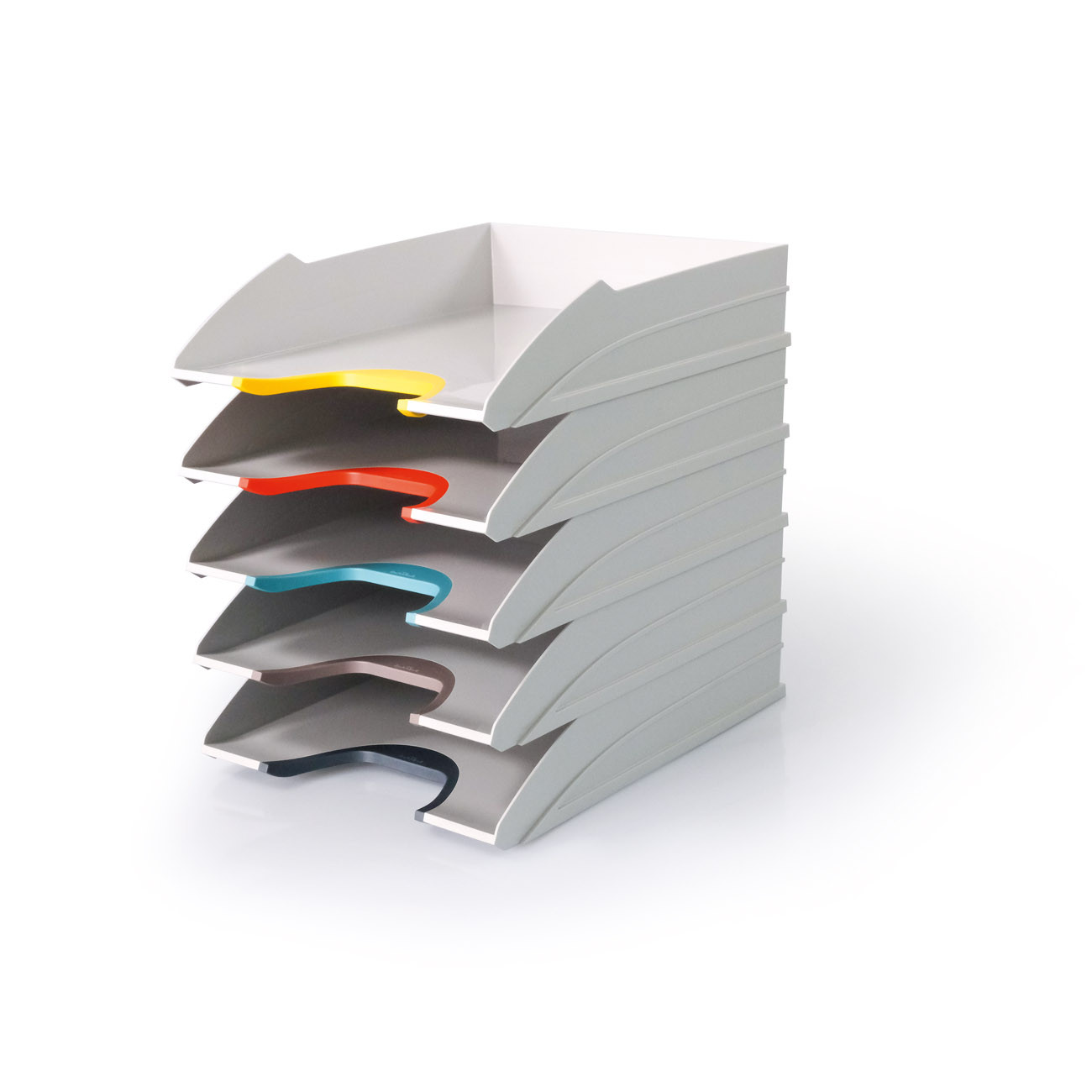 Durable Set de 5 corbeilles à courrier Varicolor - Gris clair