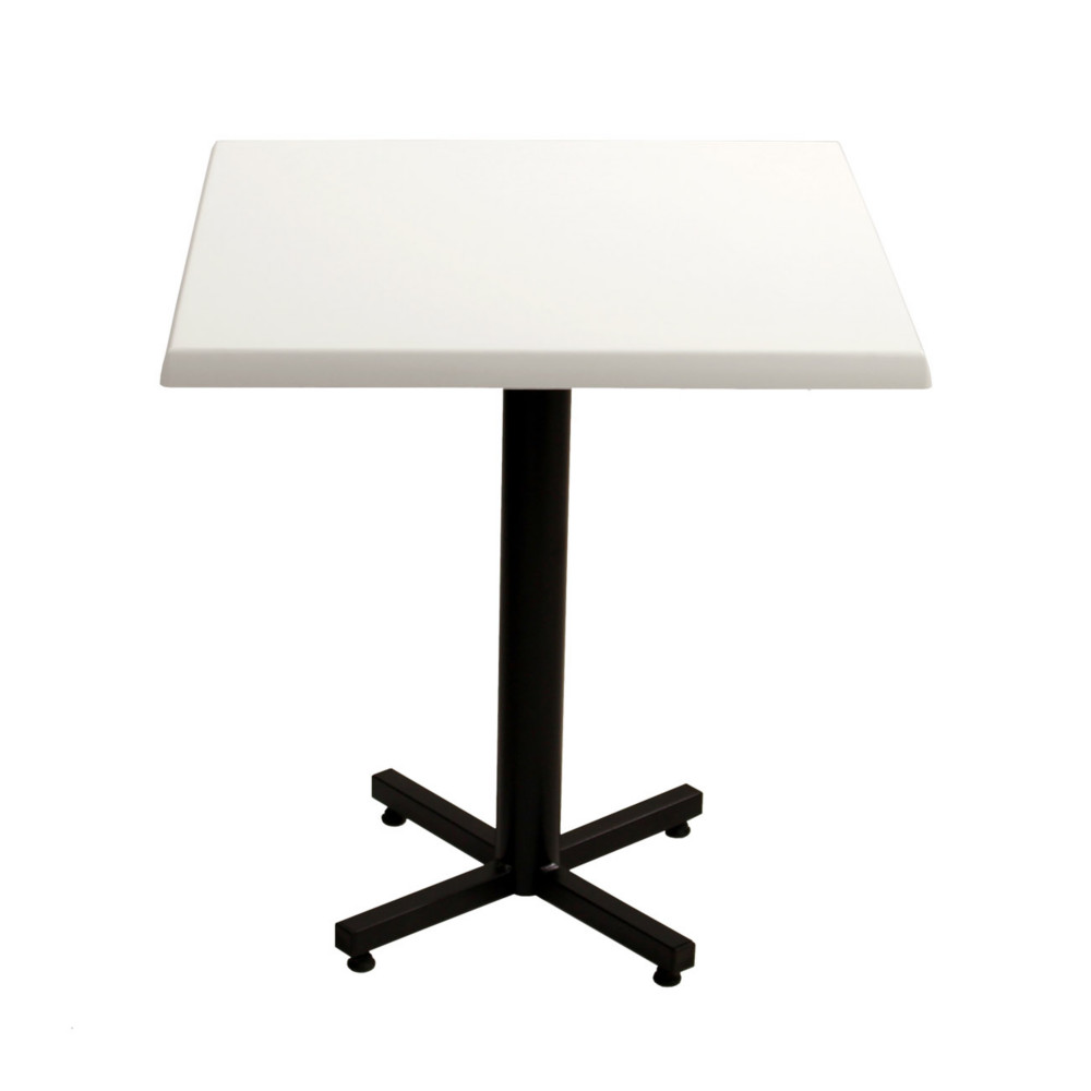 Table Coffee carre L.70 x P.70 x H.75 cm - Plateau Blanc  Pied central Noir