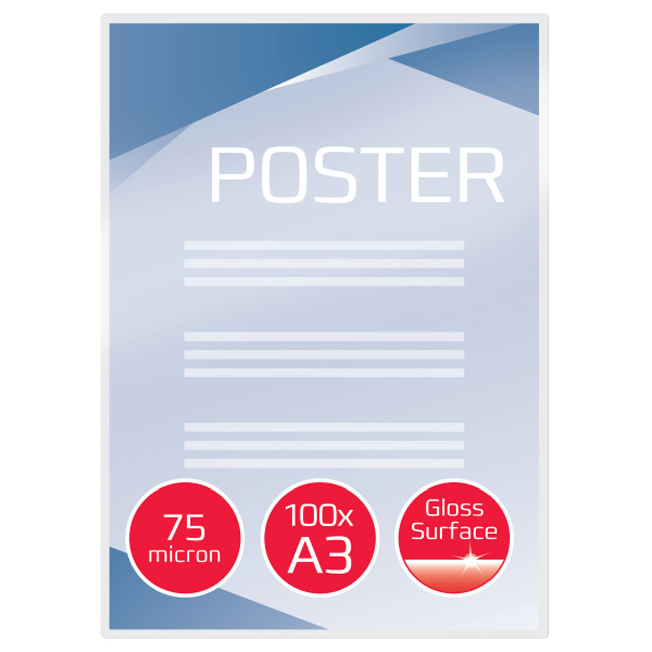 GBC Pochettes de plastification brillantes A3 - Transparente - Epaisseur : 75 microns par face - Boîte de 100