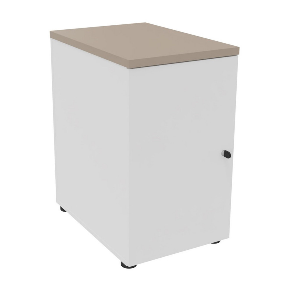 Caisson mlamin hauteur bureau 1 porte battante L.42 x P.60 x H.72 cm - Corps Blanc - Top Argile