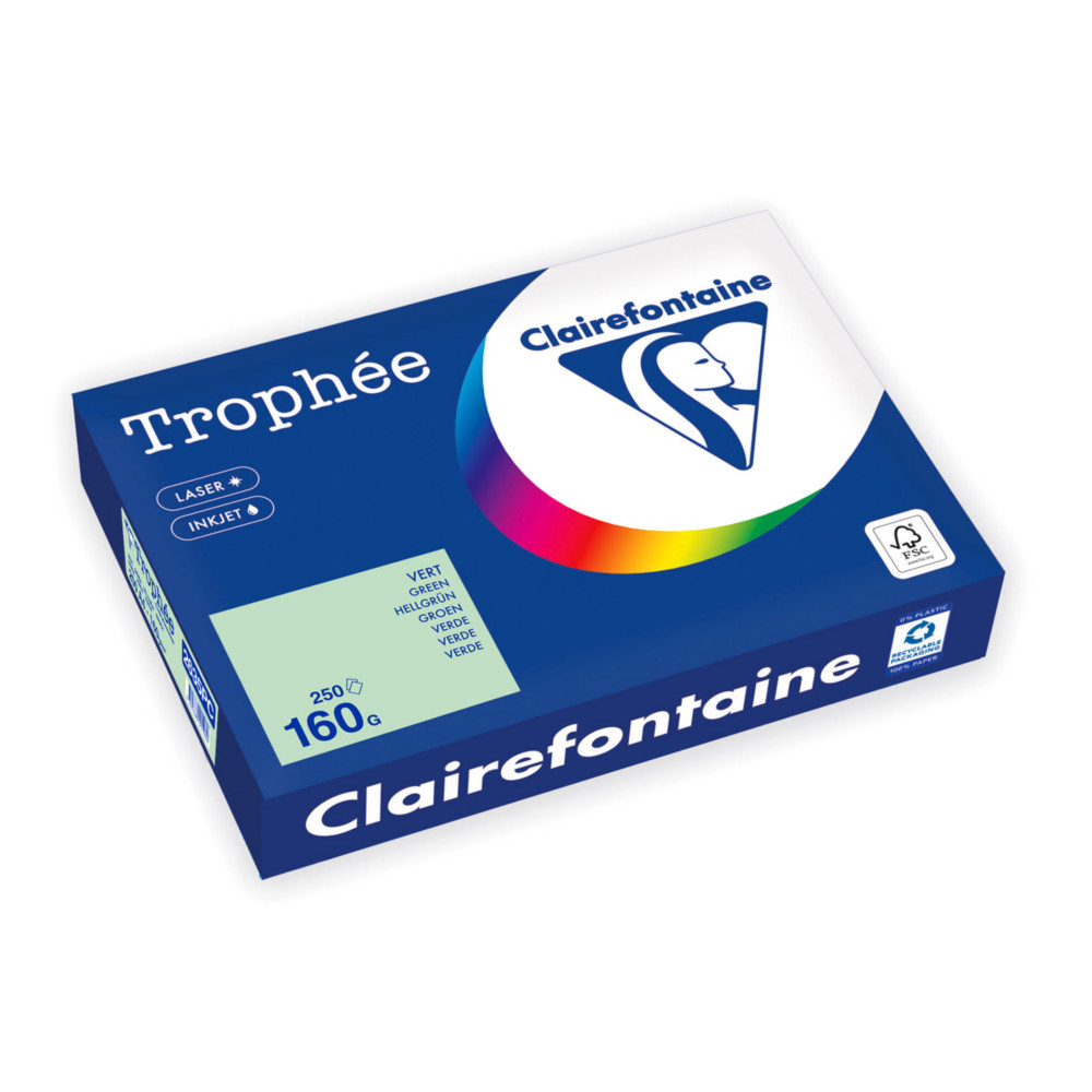 Clairefontaine Papier A4 Trophe - 160 g - 250 feuilles - Vert Pastel