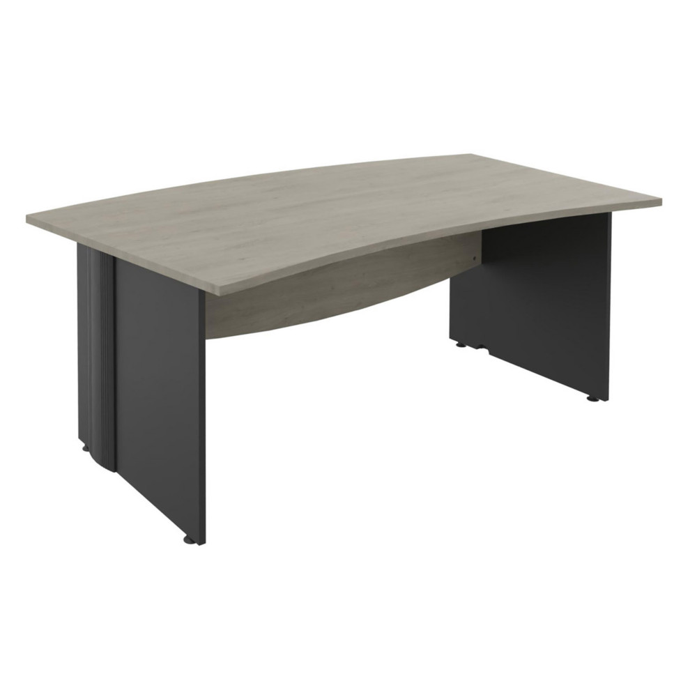 Bureau de direction Activity L.180 x P.100 cm - Plateau Chne gris - Pieds pleins Anthracite
