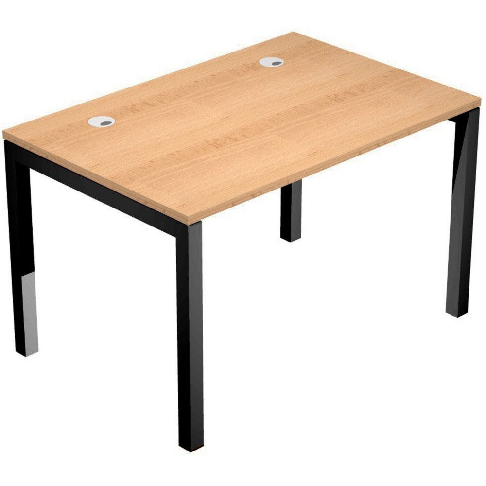 Bureau droit Eminence - L.120 x P.80 cm - Plateau Htre - Pieds Noir