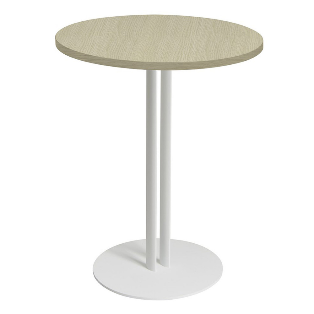 Table ronde Roxane .60 x H.74 cm - Plateau Chne - Pied central Blanc