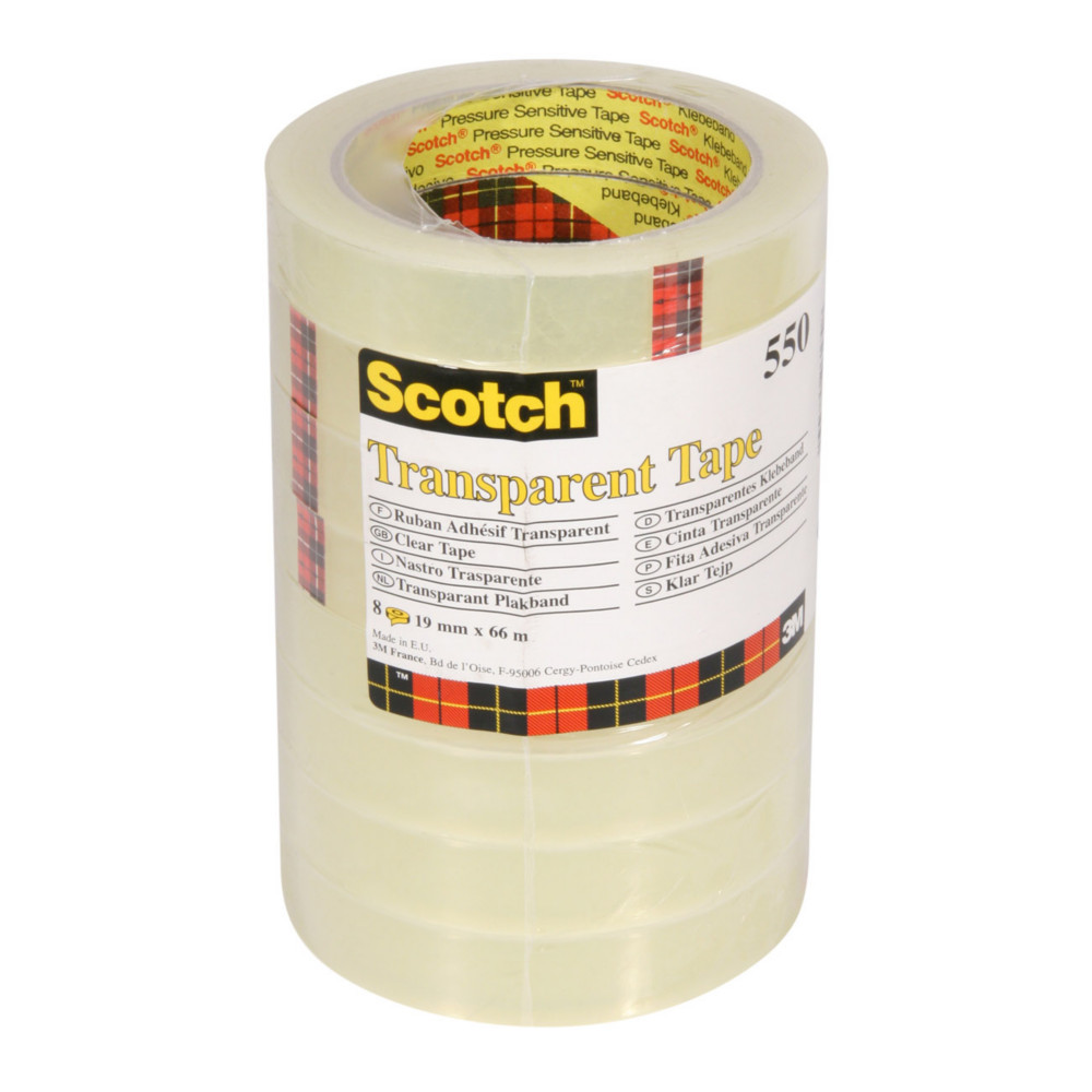 Scotch Rouleau Transparent 550 19mmx66m - Lot de 8 rubans