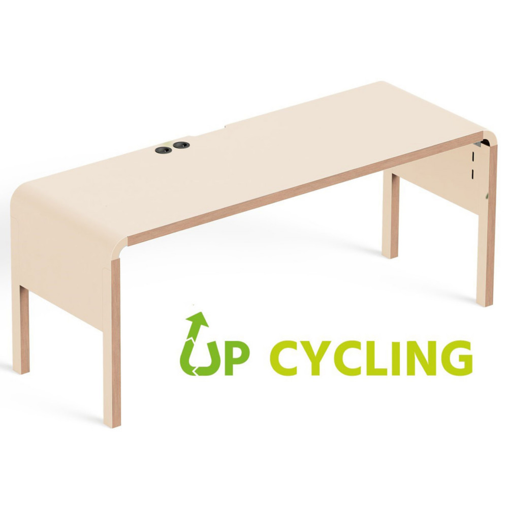 Bureau upcycl Dedo L.158 x P.70 cm - Beige bord bois