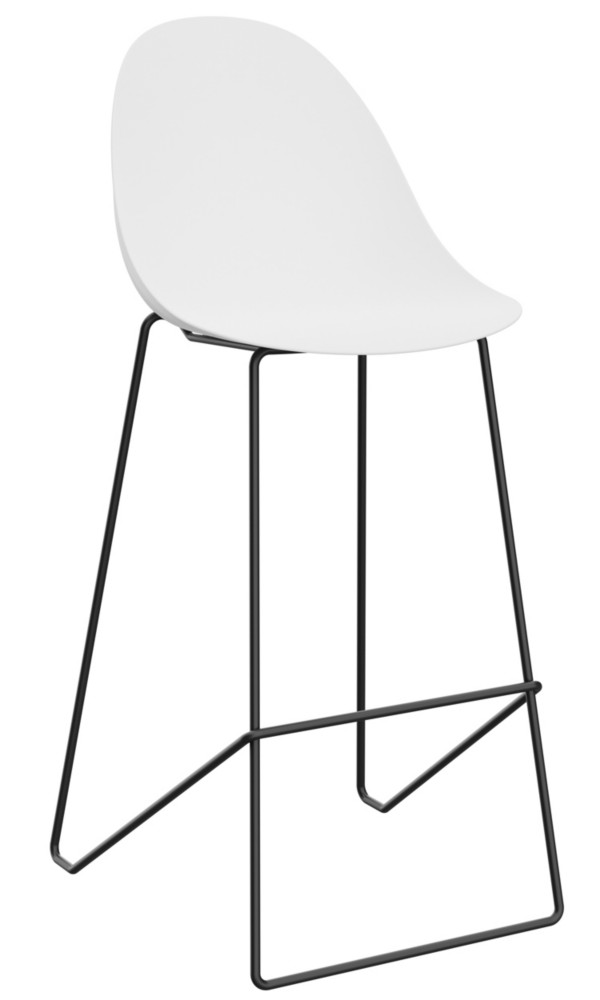 Tabouret haut Void - polypropylne Blanc pitement mtal noir - Lot de 2