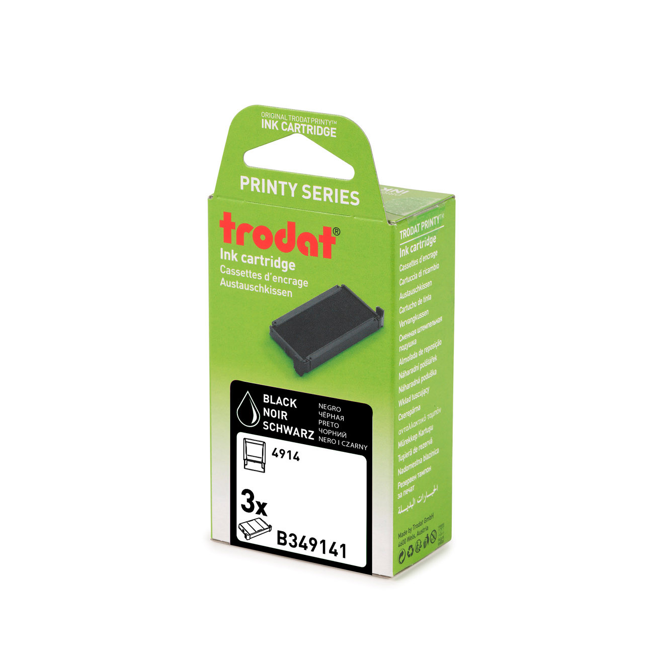 Trodat Cassettes d'encre de rechange pour tampons Printy 4914 - Pack de 3 cassettes noires