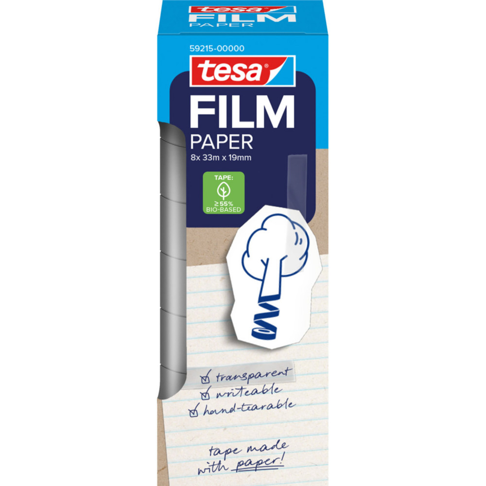 Tesa Ruban adhsif en papier tesafilm Paper - 33 m x 19 mm - Tour de 8 rouleaux