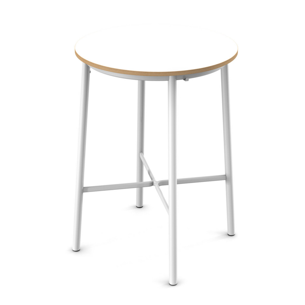 Sokoa Table de restauration ronde Klik H. 110 cm - Plateau Blanc - Pieds Blanc