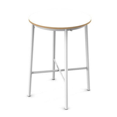 Sokoa Table de restauration ronde Klik H. 110 cm - Plateau Blanc - Pieds Blanc